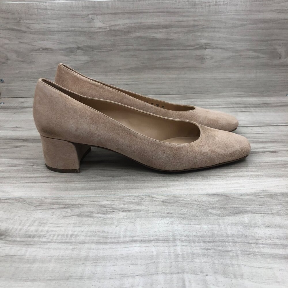 Franco Sarto Heel Womens 10 Guliana Tan Suede Slip On Pumps Shoes